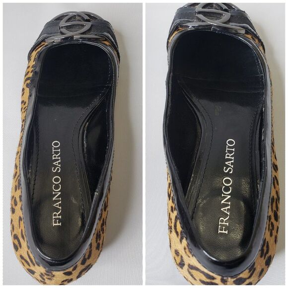 Franco Sarto Black Leopard Print Fur Cajun Flats 7 - Picture 12 of 16